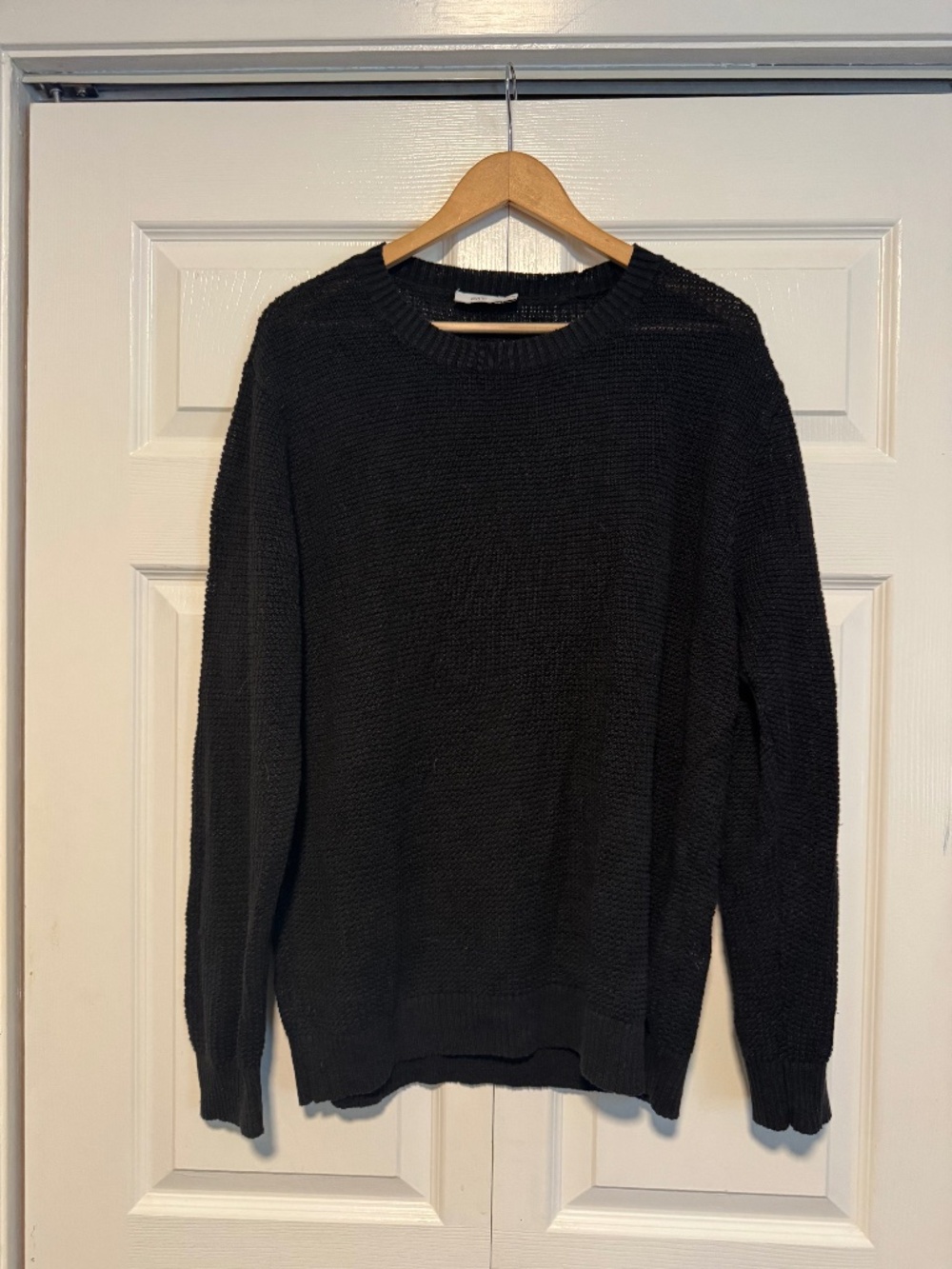 Onia Men's Black Textured Knit Crewneck Sweater | Size XL